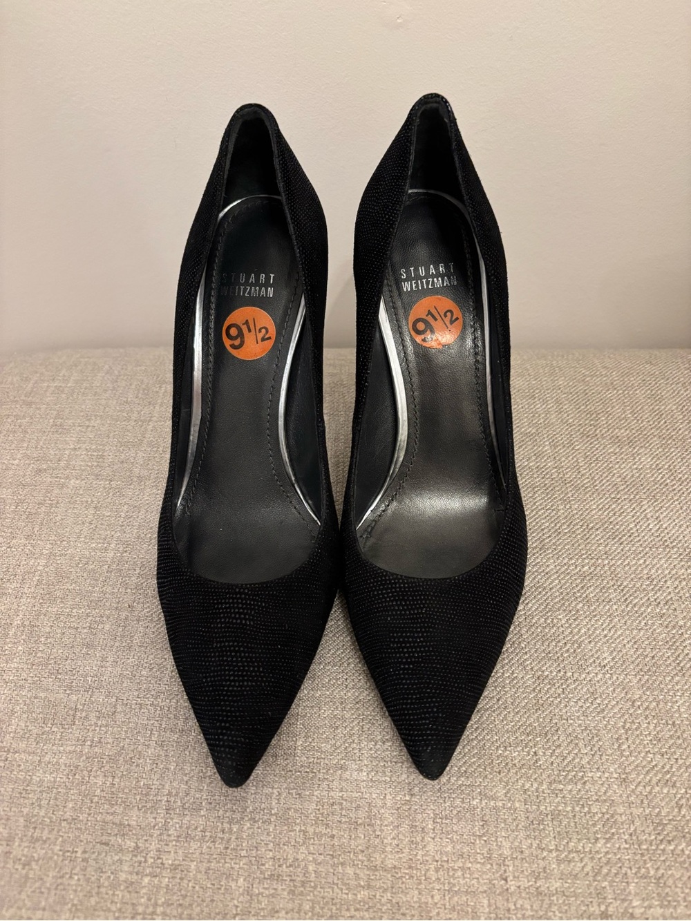 Stuart Weitzman Nouveau Goosebump Black Suede Stiletto Heels Women’s 9.5